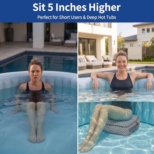 Hot Tub Booster Seat, Weighted SPA Booster Seat Cushion for Adults, 3D Air Mesh Hot Tub Seat Accssories with Non-Slip Micro Dot Bottom,Indoor or Outdoor Quick Dry Hot Tub Pillow (1 Pack-Grey) - style: 1 Pack-Grey