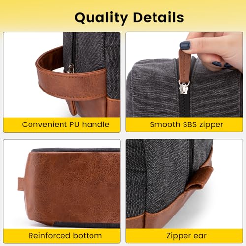 Vorspack Large Travel Toiletry Bag - Hanging Toiletry Bag for Men Water Resistant Canvas Shaving Bag with Large Capacity for Home Travel - Dark Grey - color: Dark Grey, size: Large
