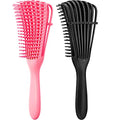 2 Pieces Detangling Brush for Afro America/African Hair Textured 3a to 4c Kinky Wavy/Curly/Coily/Wet/Dry/Oil/Thick/Long Hair, Knots Detangler Easy to Clean (Black, Pink) - color: Black, Pink
