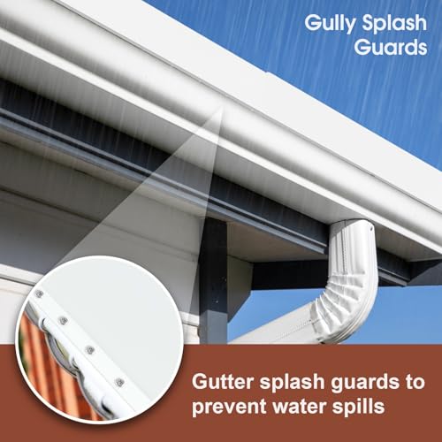 Gutter Valley Splash Guards, 15.7 x 3.5 Inch 4 Pack Gutter Guard, Aluminum Rain Gutter Guard Downspout Rain Diverter for Roof Shingle, Rain Drip Guard for Straight House (White) - color: White-B