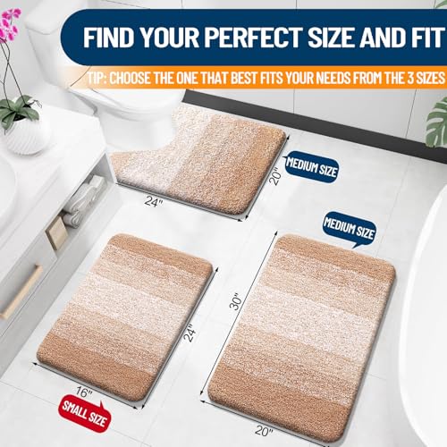 OLANLY Small Bathroom Rugs Mat 24x16, Extra Soft Absorbent Microfiber Bath Rugs, Rubber Backing, Quick Dry, Machine Washable Bath Mats for Bathroom Floor, Tub and Shower, Home Decor Accessories, Beige - color: Beige, size: 24" X 16"