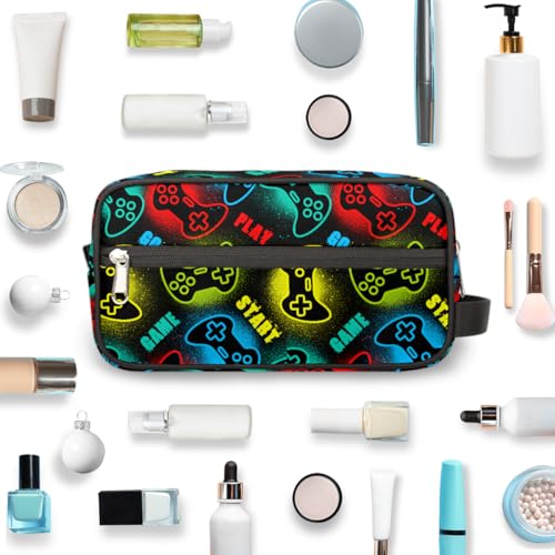 Kids Travel Toiletry Bag - Waterproof Hanging Cosmetic Hygiene Bags for Boys Men - Large Shave Kit for Toiletries Accessories Bathroom Stuff, Game Controller - color: Game Controller