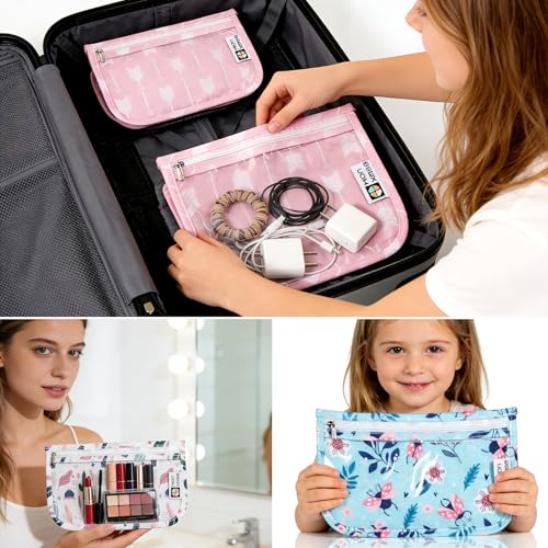 HIONXMGA TSA Approved Toiletry Bag, Set of 3 Clear Travel Toiletry Bag Quart Size Zipper Travel Pouch, Waterproof Makeup Cosmetic Bag for Women Men Kids Toiletries Carry on, Arrow B - color: Arrow B, Mixed Sizes