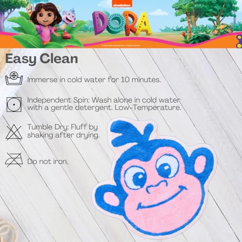 Dora the Explorer Boots Bath Rug – Kids Non-Slip Cotton Plush Bathroom Mat, Monkey Character Shaped Rug, 18.5 x 12 in (Officially Licensed) by Franco - color: Dora the Explorer - Boots