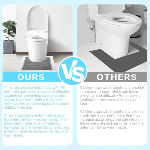 30 Pack Disposable Toilet Mats, Containing Bamboo Charcoal Material，23.6" x 23.6" Absorbent Toilet Floor Protector from Urine Disposable Toilet Floor Mat U-Shape