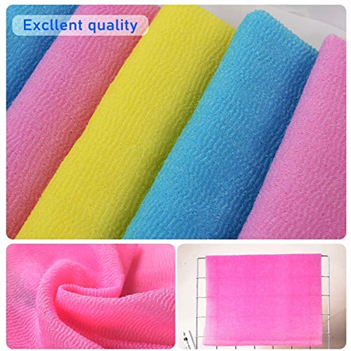 ARCH&M Exfoliating Washcloth for Shower, 35-Inch, 3 Pack | Japanese Beauty Washcloth, Back Scrubber for Daily Use, Textured Poly Nylon Body, Smoother-Looking Skin, Quick-Dry - style: Brown x 3