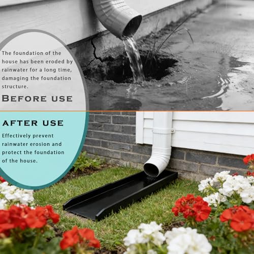 JMBay Metal Rain Gutter Downspout Splash Block, Durable Gutter Downspout Extension/Extender for Rain Water Drainage, Height-Adjustable Heavy Duty Gutter Splash Guard Suitable for Most House Courtyard