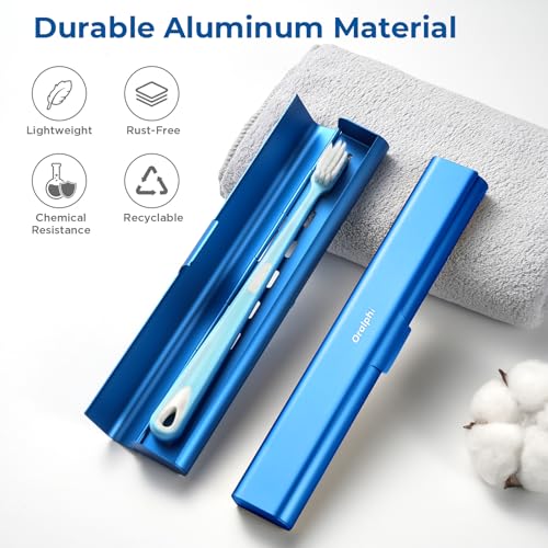 Aluminum Toothbrush Travel Case, Portable Travel Toothbrush Holder, Durable Manual Toothbrush Box Container for Traveling, Bathroom, Camping, Business Trip-Blue - color: Blue, size: 1 Pack (Standard)