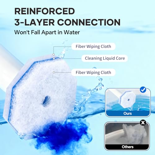 80 Toilet Bowl Refills Fits for Clorox Toilet Brush, Upgrade 3-Layer Disposable Bowl Cleaner Refills for Bathroom Cleaning, 2X Cleaning Power, No Falling Apart - size: 1 Count (Pack of 80)