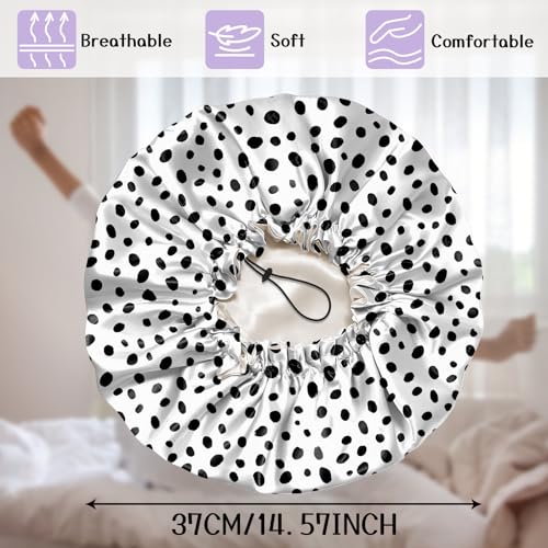 Luxury Shower Cap Silk Satin Lined Waterproof Reusable Adjustable Elastic Dry Hair Bathing Caps Cute for Women Girls-Spot - color: C-19-Spot