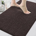 Chenille Bath Rug, Ultra Soft Absorbent Bathroom Mat, Non-Slip PVC Backing, Machine Washable, 23x14, Coffee - color: Coffee, size: 23" x 14"