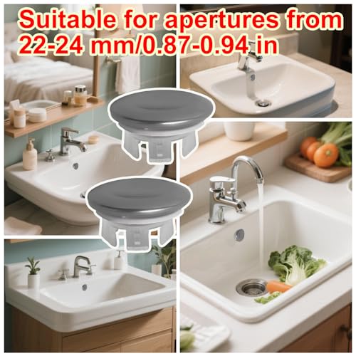 6 Pack Stainless Sink Basin Overflow Ring,Sink Overflow Ring Stainless Steel Round Drain Cover,Basin Trim Ring Insert in Hole Round Caps for Home,Sink,Bathroom,Kitchen - color: 2-layer Concave