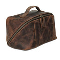 KomalC Luxury Leather Men’s Toiletry Travel Bag – Handmade Shaving Kit with Waterproof Interior, Spacious Storage & Carry Handle – leather travel Kit Bag for Men & Women (Dark Brown) - color: Dark Brown