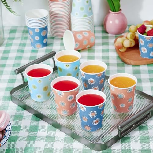 SIUQ [600 Pack 5 oz Paper Cups, Disposable Bathroom Cups, Small Mouthwash Cups, Hot/Cold Beverage Drinking Mini Cup for Party, Picnic, BBQ, Travel (Daisy) - color: Daisy 5oz-600 pack