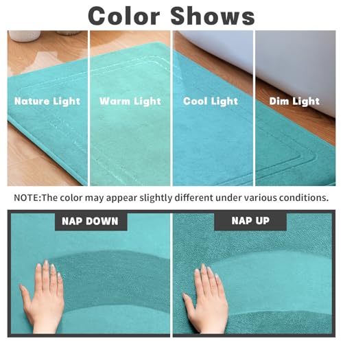 YIHOUSE Teal Memory Foam Bath Mat Set 5 Pieces - color: Teal, size: 5pieces