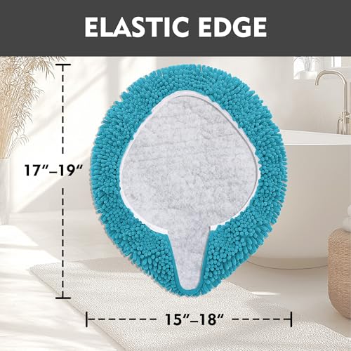 RUN HELIX Bathroom Toilet Lid Cover,Chenille Machine Washable Seat Covers, 17.5x15, Stays in Place Rubber Backing, Fits Most Round, Elongated and Oblong Lids, Accessories Decor,Teal - color: Teal Blue, size: Lid 17.5"x15"