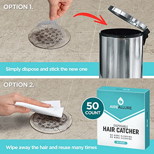 50 Pack Disposable Shower Drain Hair Catcher Mesh Stickers - Peel & Stick Drain Strainers to Prevent Clogs, Strong Waterproof Adhesive, Mess-Free Disposable Drain Covers for Shower & Bathtub - size: 3.5" Round - 50