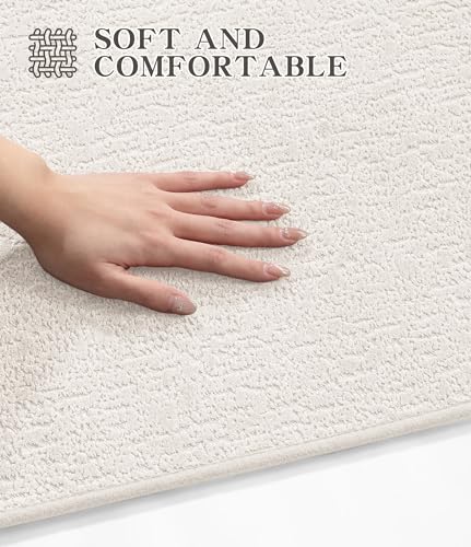chakme Bathroom Rugs Mat 24x17, Ultra Thin Non Slip Bath Mat Small Quick Dry Absorbent Bath Mat for Bathroom Floor, (White, 24"x17") - color: White, size: 24"x17"