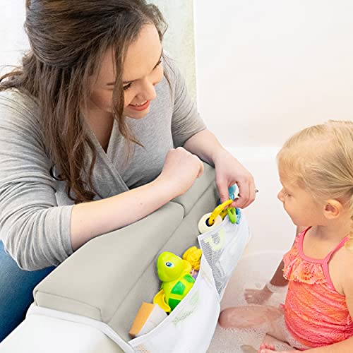 Bath Kneeler with Elbow Rest Pad Set, 1.75 inch Thick Kneeling Pad and Elbow Support for Knee Arm Support, Large Bathtub Kneeling Mat with Toy Organizer for Happy Baby Bathing Time, Beige - color: Beige