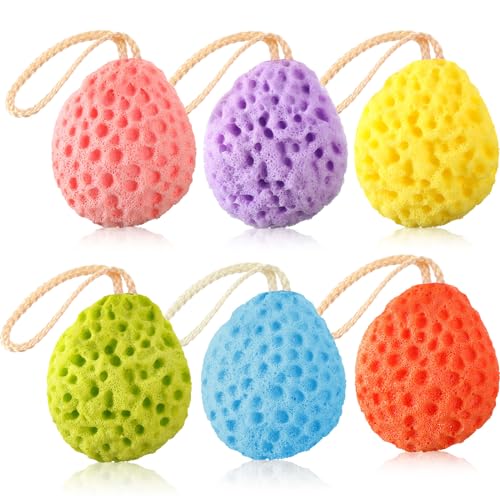 FoldTier 6 Pcs Bath Sponge Deep Cleansing Body Loofah Gentle and Deep Exfoliating Body Scrubber Bath Accessories Men Women Baby Sponge for Bathing Shower (Bright Color) - color: Bright Color