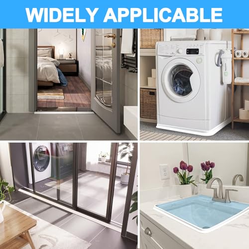 Duzzy 39 Inch Collapsible Shower Water Dam, Shower Threshold Water Stopper Barrier and Retention System and Keeps Water Inside Threshold Dry and Wet Separation, Suitable for Bathroom & Kitchen - color: White, style: 39 Inch