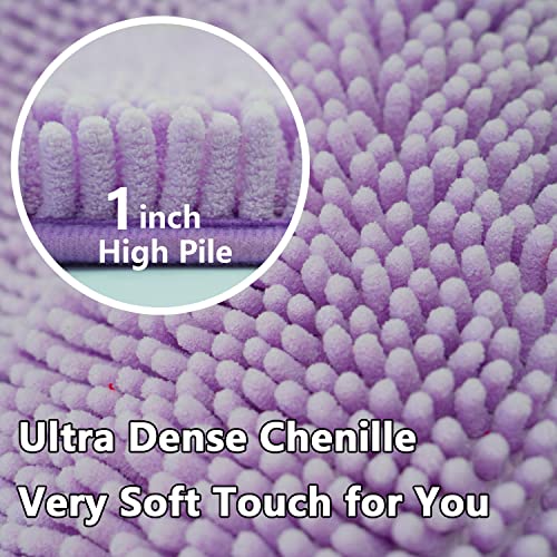 BOANKODU Bathroom Rugs Sets 2 Piece, Extra Soft Chenille Bath Mat Absorbent Bathroom Rug, Bathroom Mat with Sturdy PVC Non-Slip Bottom, Machine Washable Bath Rugs (Lavender) - color: Lavender, size: 16" x 24" + 20" x 32" (Rectangular)