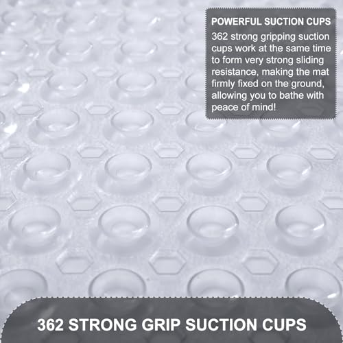TEESHLY Bath Tub and Shower Mats, Non Slip 40 x 16 Inch Extra Long Bathtub Mat, Machine Washable Bathmat with Drain Holes, Suction Cups for Bathroom Floor, Clear - color: Clear