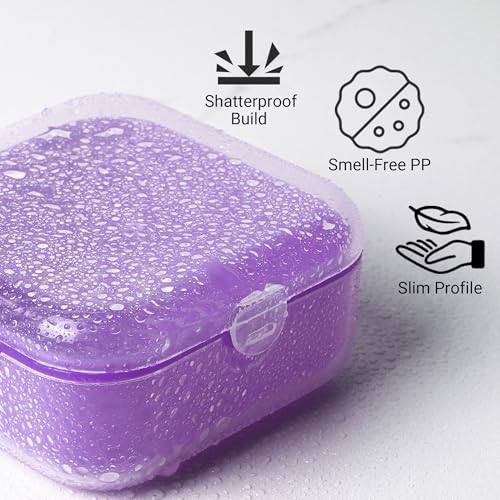 Adorila Soap-dishes 2 Pack, Small Travel Plastic Soap Case with Lid, Leak-Proof Soap Container, Square Green, Purple - color: Lime Green+purple