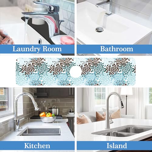 Faucet Mat Splash Guard Colorful Rain Drop, Soft Diatom Mud Material, Strong Water Absorption, Non-slip,Easy to Clean for Bathroom, Kitchen 23.5"X5.5"