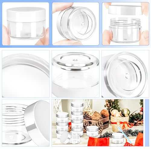 40 Pack 15g Plastic Jars with Lids, 15ml Round Clear Cosmetic Containers Makeup Jars, Travel Size Container Jar with 10 Spatulas for Sample Lotion Cream Eyeshadow Ointment Salve Balm Powder - color: White, size: 15g