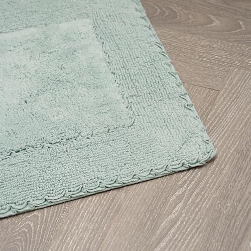 Laura Ashley Ruffle Border Aqua 27"x 45" 100% Cotton Bath Rug - color: Aqua, size: 2'3" x 3'9" (Rectangular)