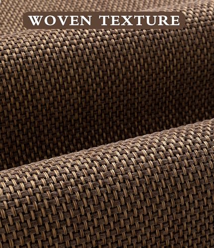 YIHOUSE Bathroom Rugs Sets 3 Pieces, Coffee Ultra Thin Bath Mats Fit Under Door, Absorbent Quickly Dry Rubber Backing Braided Bath Mat Set, Non Slip Washable Bath Rugs Mat for Bathroom Floor, Coffee - color: Coffee, size: 3pieces