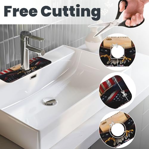 Classic American Old Flag Kitchen sink faucet pad, strong water absorption, anti slip, easy to clean, very suitable for splash and drip prevention, suitable for kitchens and bathrooms - color: Classic American Old Flag We The People Eagle