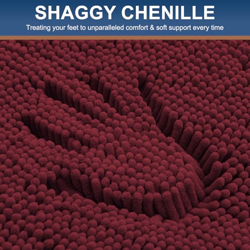 Smiry Luxury Chenille Toilet Rugs U-Shaped 20x20, Soft Absorbent Non-Slip Contour Bathroom Rugs for Toilet, Machine Washable Contoured Bath Mats, Burgundy - color: Burgundy, size: 20" X 20" Contour Rug