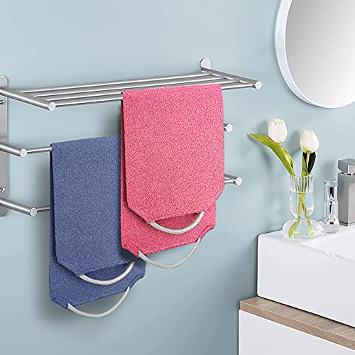 Evridwear Exfoliating Back Scrubber for Shower, Back Washer for Men Women | Loofah with Handle, Extended Length, Stretchable, Deep Cleansing for Hard-to-Reach Areas, Skin Massage (Blue+Blue) - size: Blue + Blue Back Scrubber