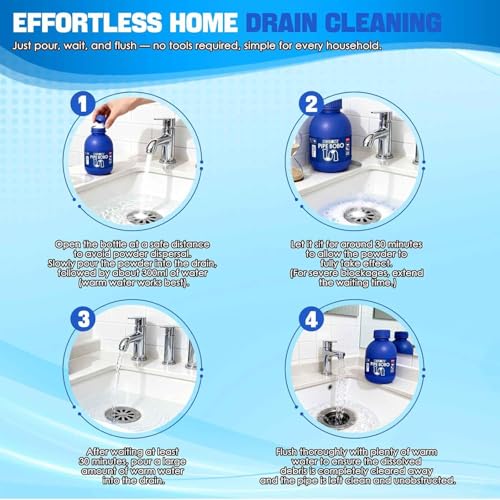 Pipe Bobo Drain Cleaner, Drain Clog Remover, Sink and D-rain Cleaner, Professional Strength Pipe Dredging Formula for Kitchen Sinks, Shower Drains, Tubs, Dissolves Blockages (3Pcs) - size: 3Pcs