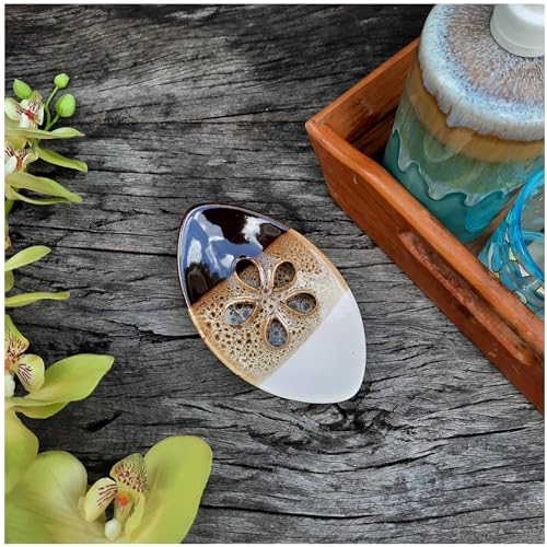 Ceramic Soap Dish with Self Draining Tray for Bar Soap, Bathroom, Kitchen (Brown No.2) - color: Brown No.2