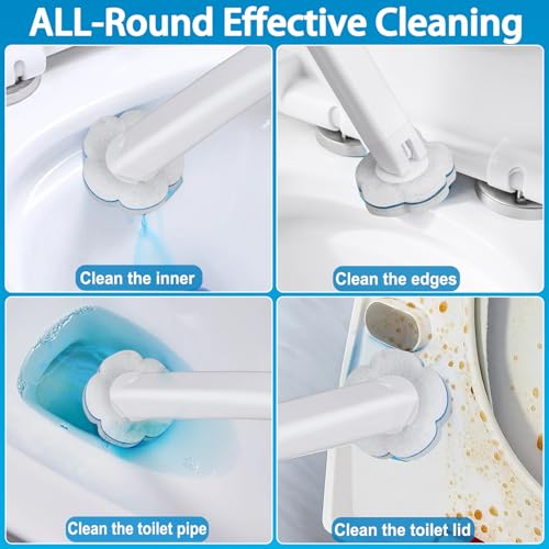 80 PCS Disposable Toilet Brush Cleaner Refills，Toilet Bowl Brush Handle Refills Cleaning System Replacement Heads Cleaner Pads for Bathtub Wash Basin (Only Refills，Only Fits Ucaimao) - White - size: 0 set+80 refills-White