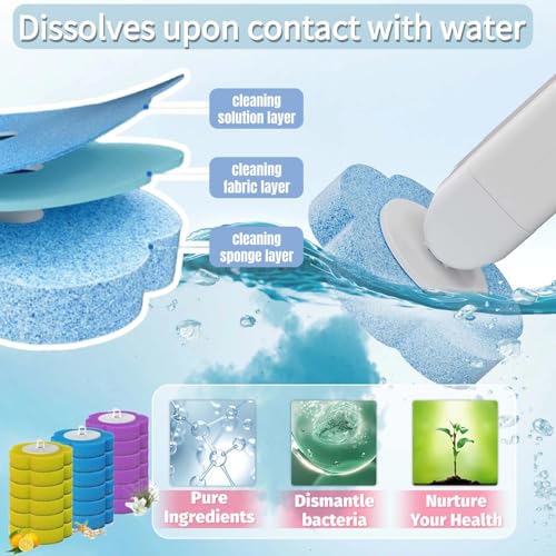 Disposable Toilet Brush Refills 36 PCS, Toilet Bowl Wand Brush Refills for Toilet Cleaning, Disposable Toilet Cleaner Refill Pads for Washroom Bathroom Cleaning