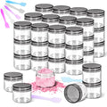 40 Pack 20g Plastic Jars with Lids, 20ml Round Clear Cosmetic Containers Makeup Jars, 0.7oz Travel Size Container Jar with Spatulas for Makeup Sample Lotion Cream Ointment Salve Balm Powder - color: Black, size: 20g