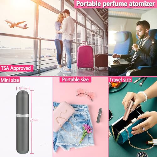 Travel Perfume Atomizer Refillable Bottle - 5ML Leakproof Luxury Travel Perfume Atomizer, Refillable Perfume Spray Bottle for Women (Gray) - color: Gray