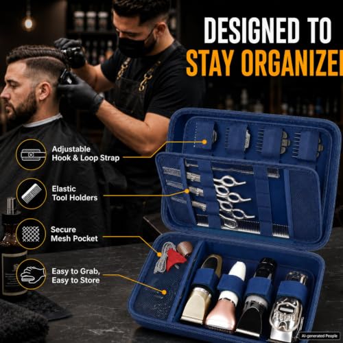 Boobowl Hard Travel Case for Hair Clippers, Hair Cutting Barber Supplies Organizer Bag, Trimmer Storage Holder for Ufree/for Wahl/for Andis Men Razor Guard Grooming Kits -Blue - color: Blue