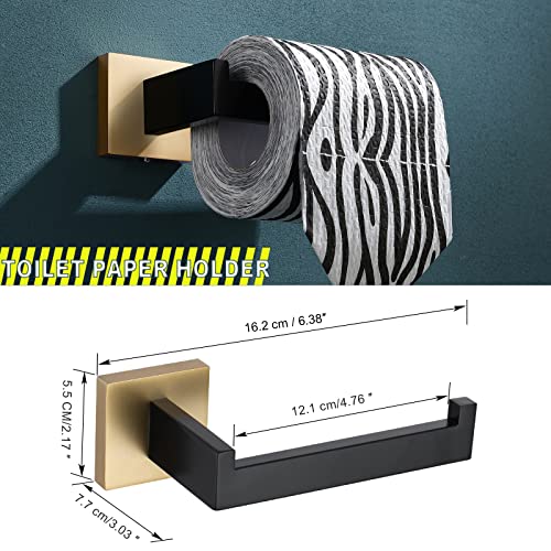 Bathroom Towel Bar Holder Sets Black and Gold 4-Piece Bathroom Hardware Set Stainless Steel Bath Accessories Kit. Wall Mounted,23.6 Inch - color: Black+gold, size: 4-Pieces Set-A
