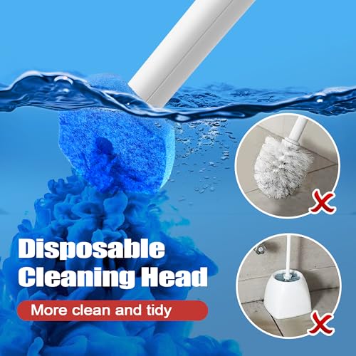 JEHONN Disposable Toilet Bowl Cleaner Wand with Upgraded Clamping System, Wall Mounted Bathroom Scrubber Brush for Bathtub Sink Wash Basin, 16 Refills - color: White