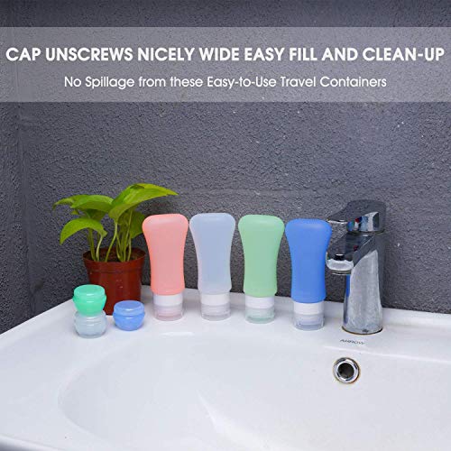 14 Pack Silicone Travel Bottles Set, Leak Proof Travel Size Containers, Perfect For Personal Travel (Green) - color: Green