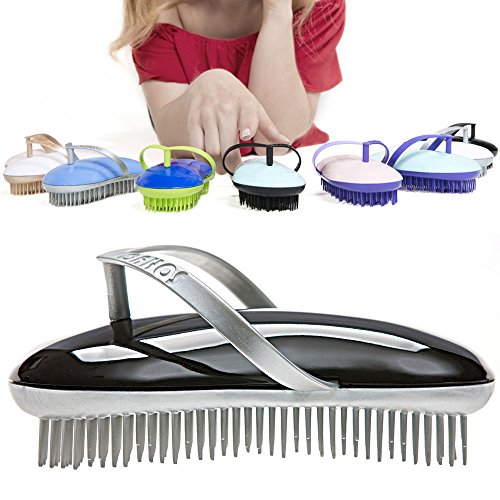 B120 Shower Head Brush/Exfoliator Shampoo Brush/Head Massager Scalp Stress Relax Shower Brush/Scalp Scrub Hair Brush Massager/Hair Massager for Hair Growth/Scalp Dandruff Brush Small Hair Brush - color: Silver Black