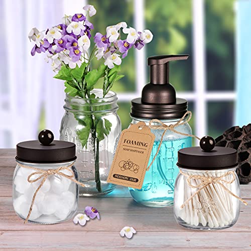 SheeChung Mason Jar Foaming Soap Dispenser-Rustproof Stainless Steel Lid & Foaming Soap Pump, Refill Foam Hand Soap Dispenser Glass for Bathroom Kitchen Vanities, Countertops-Bronze (1 pk) - color: Bronze