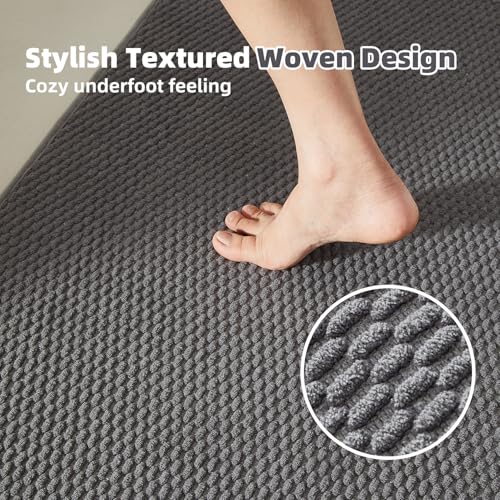 TYUU Large Bathroom Rugs Non Slip Washable Bath Rugs Super Absorbent Bathroom Rug Thin Quick Dry Low Pile Bath Mats, Dark Grey 36"x48" - color: Dark Grey, size: 3' X 4' (Rectangular)