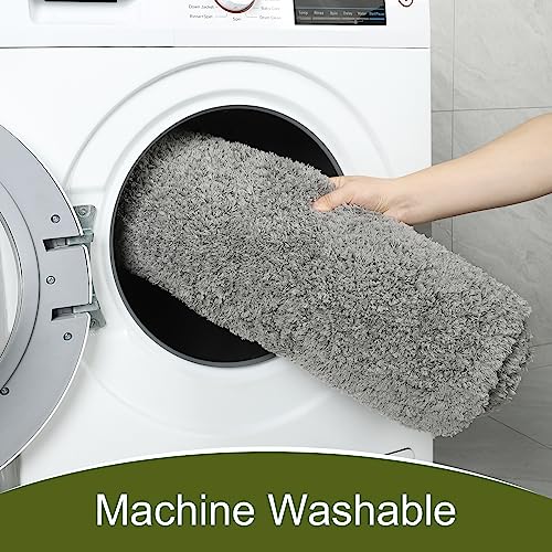 AROGAN Luxury Non Slip Bathroom Rug, Thick Soft and Absorbent Microfiber Bath Mat, Rubber Backing Quick Dry Rugs Carpets, Machine Washable Plush Mats for Shower Floor, Bathroom, 24x17 Inch Grey - color: Grey, size: 1'5" X 2' (24" X 17")