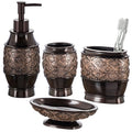 Creative Scents Dublin Brown 4 Piece Bathroom Accessory Set | Includes Soap Dispenser, Toothbrush Holder, Tumbler Cup & Soap Dish - style: 4 Piece Set